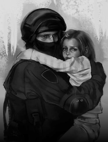 soldier and child soldier and child